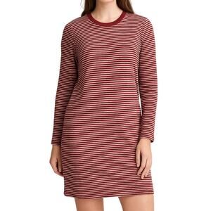 American Eagle Ribbed Shirt Dress Long Sleeve Stripes Brown White Medium New